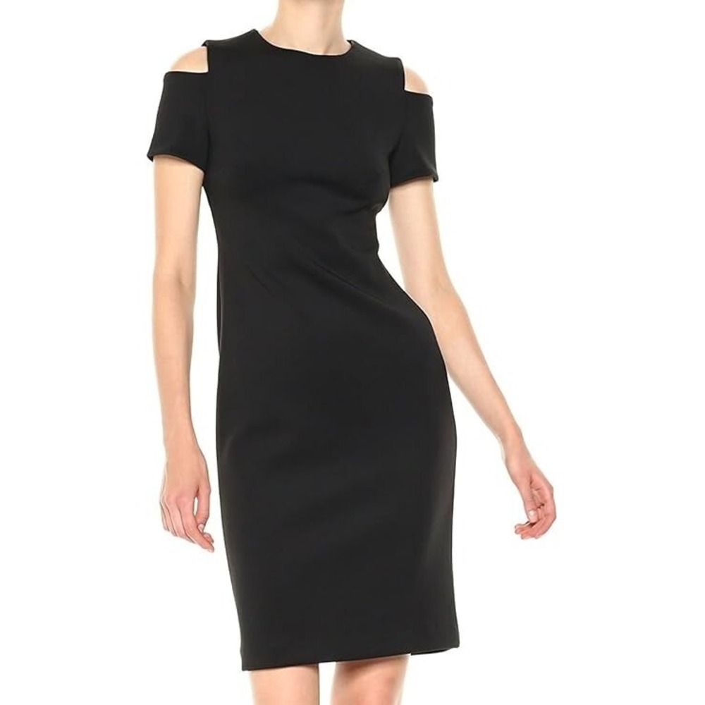 Calvin Klein Womens Black Stretchy Short Slv Cold Shoulder Bodycon Dress Size 8